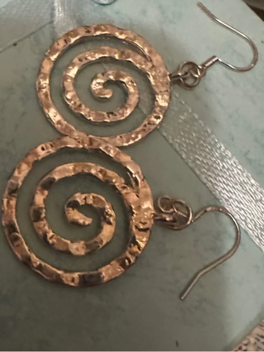 Source Unknown Silver Spiral Drop Earrings